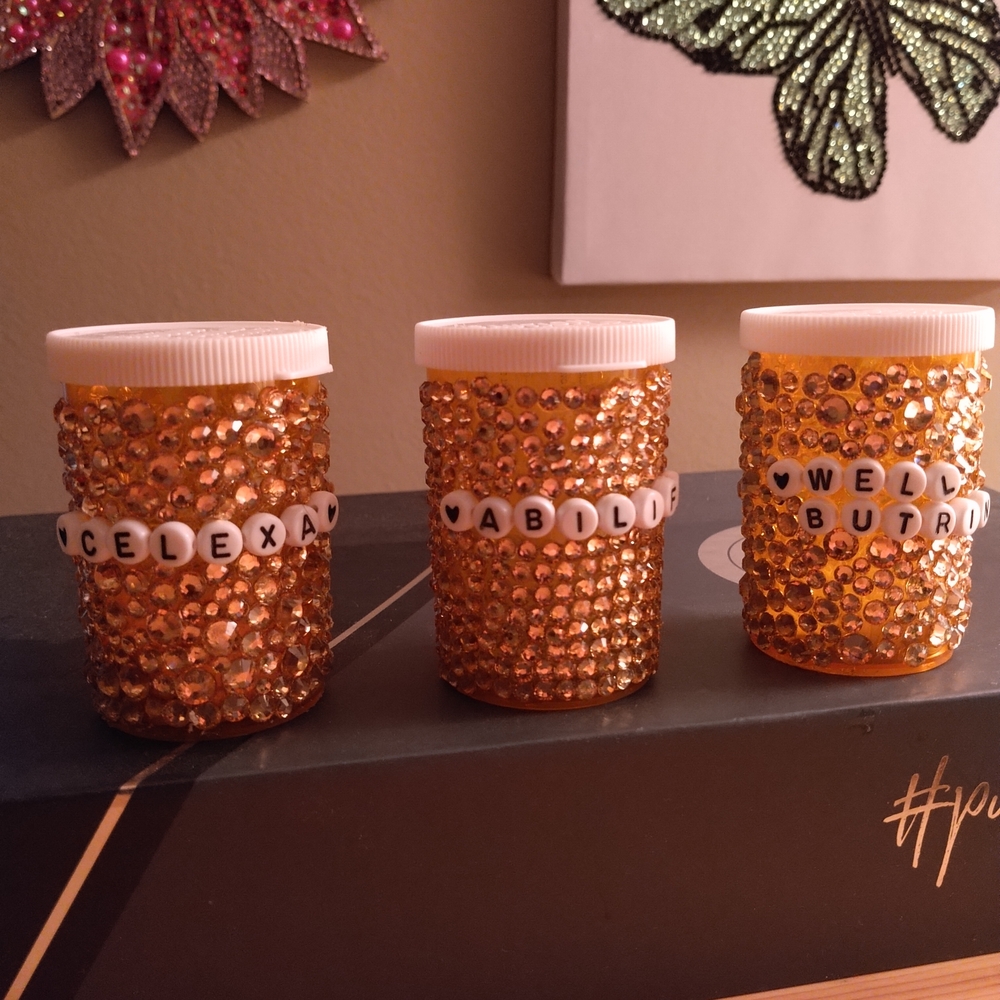 Blinged Out Prescription Bottles With Script Name